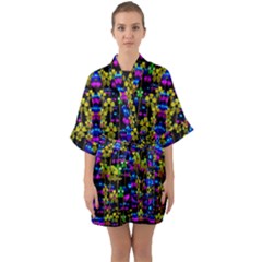 Flowers In The Most Beautiful  Dark Quarter Sleeve Kimono Robe by pepitasart
