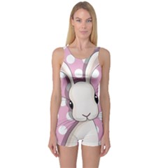 Easter Bunny  One Piece Boyleg Swimsuit by Valentinaart