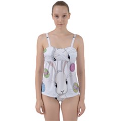 Easter Bunny  Twist Front Tankini Set by Valentinaart