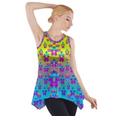 Flowers In The Most Beautiful Sunshine Side Drop Tank Tunic by pepitasart