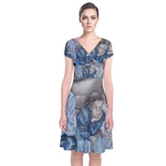 The Nobodies Short Sleeve Front Wrap Dress by redmaidenart
