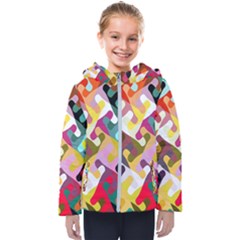 Colorful Shapes                              Kids  Hooded Puffer Jacket