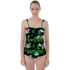 Earth Day Twist Front Tankini Set by Valentinaart