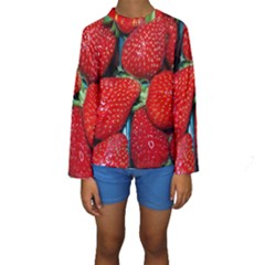 Strawberries 3 Kids  Long Sleeve Swimwear by trendistuff