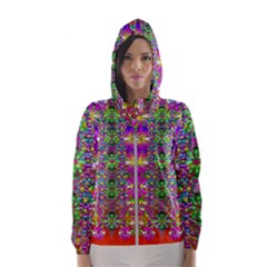 Flower Wall With Wonderful Colors And Bloom Hooded Wind Breaker (women) by pepitasart