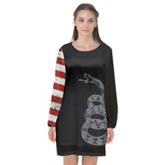 Gadsden Flag Don t Tread On Me Long Sleeve Chiffon Shift Dress  by snek