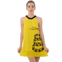 Gadsden Flag Don t Tread On Me Halter Tie Back Chiffon Dress by snek