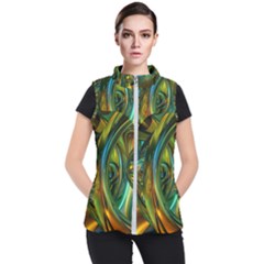 3d Transparent Glass Shapes Mixture Of Dark Yellow Green Glass Mixture Artistic Glassworks Women s Puffer Vest by Sapixe