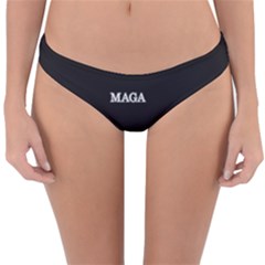 Maga Make America Great Again With Us Flag On Black Reversible Hipster Bikini Bottoms by snek