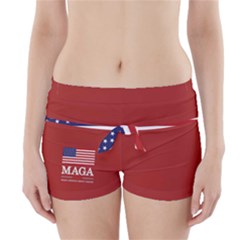 Maga Make America Great Again With Us Flag On Black Boyleg Bikini Wrap Bottoms by snek
