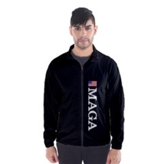 Maga Make America Great Again With Us Flag On Black Wind Breaker (men) by snek