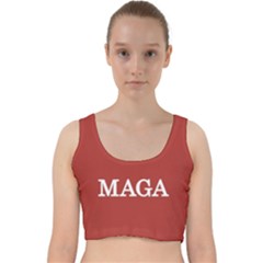 Maga Make America Great Again With Us Flag On Black Velvet Racer Back Crop Top by snek