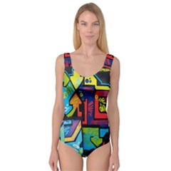 Urban Graffiti Movie Theme Productor Colorful Abstract Arrows Princess Tank Leotard  by genx