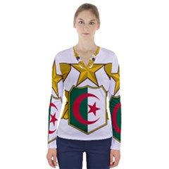 Badge Of The Algerian Air Force  V-neck Long Sleeve Top by abbeyz71