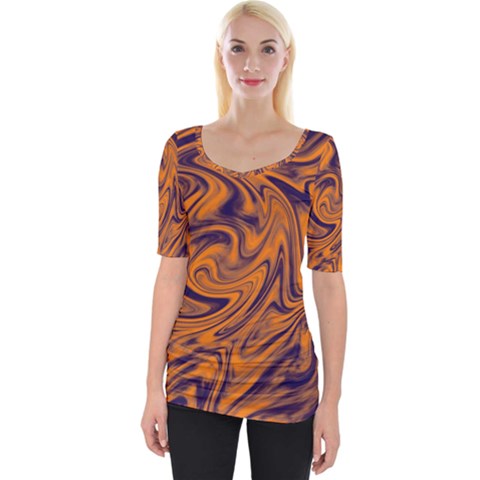 Orange And Purple Liquid Wide Neckline Tee by berwies