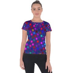Squares Square Background Abstract Short Sleeve Sports Top 