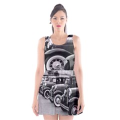 Vehicle Car Transportation Vintage Scoop Neck Skater Dress by Nexatart