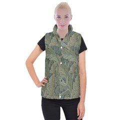 Vintage Background Green Leaves Women s Button Up Vest by Nexatart