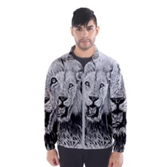 Lion Wildlife Art And Illustration Pencil Wind Breaker (men) by Nexatart