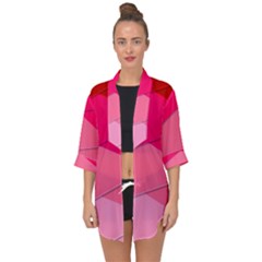 Geometric Shapes Magenta Pink Rose Open Front Chiffon Kimono by Nexatart