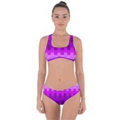 Geometric Cubes Pink Purple Blue Criss Cross Bikini Set by Nexatart