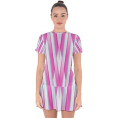 Geometric 3d Design Pattern Pink Drop Hem Mini Chiffon Dress by Nexatart