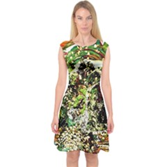 April   Birds Of Paradise 5 Capsleeve Midi Dress by bestdesignintheworld