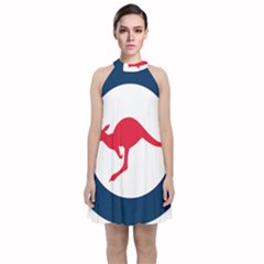 Roundel Of The Australian Air Force Velvet Halter Neckline Dress  by abbeyz71