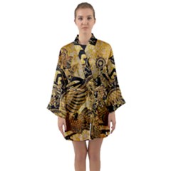 Golden Colorful The Beautiful Of Art Indonesian Batik Pattern Long Sleeve Kimono Robe by Sapixe