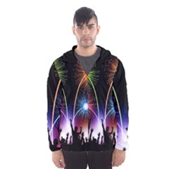 Happy New Year 2017 Celebration Animated 3d Hooded Wind Breaker (men) by Sapixe