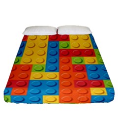 Lego Bricks Pattern Fitted Sheet (queen Size) by Sapixe