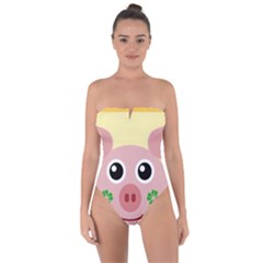 Luck Lucky Pig Pig Lucky Charm Tie Back One Piece Swimsuit by Sapixe