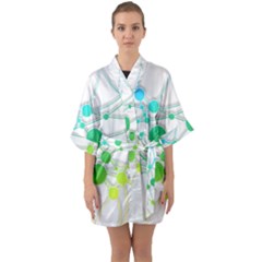Network Connection Structure Knot Quarter Sleeve Kimono Robe by Sapixe