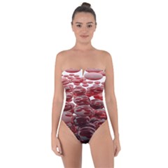 Red Lentils Tie Back One Piece Swimsuit by Sapixe