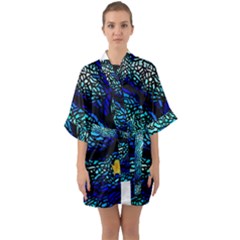 Sea Fans Diving Coral Stained Glass Quarter Sleeve Kimono Robe by Sapixe