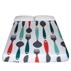 Spoon Fork Knife Pattern Fitted Sheet (king Size) by Sapixe