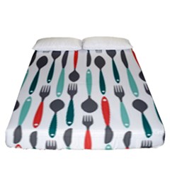 Spoon Fork Knife Pattern Fitted Sheet (california King Size) by Sapixe
