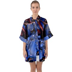 Spheres With Horns 3d Quarter Sleeve Kimono Robe by Sapixe