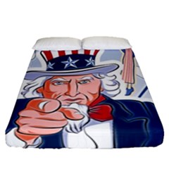 United States Of America Celebration Of Independence Day Uncle Sam Fitted Sheet (queen Size) by Sapixe