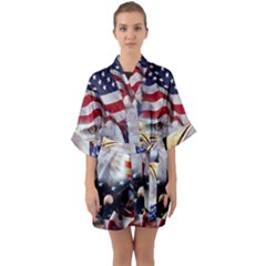 United States Of America Images Independence Day Quarter Sleeve Kimono Robe by Sapixe