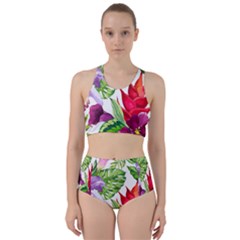 Vector Pattern Tropical Racer Back Bikini Set by Sapixe