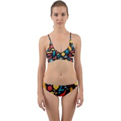 Virus Pattern Wrap Around Bikini Set by Sapixe