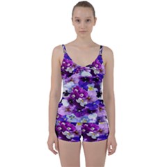 Graphic Background Pansy Easter Tie Front Two Piece Tankini by Sapixe