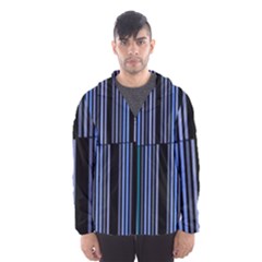 Shades Of Blue Stripes Striped Pattern Hooded Wind Breaker (men) by yoursparklingshop