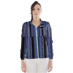Shades Of Blue Stripes Striped Pattern Wind Breaker (women) by yoursparklingshop