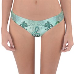 Music, Decorative Clef With Floral Elements Reversible Hipster Bikini Bottoms by FantasyWorld7