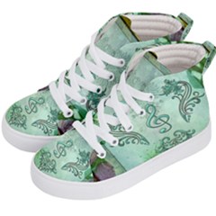 Music, Decorative Clef With Floral Elements Kid s Hi-top Skate Sneakers by FantasyWorld7