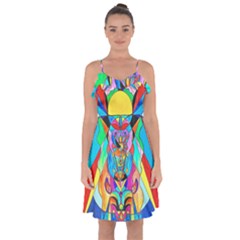 Arcturian Metamorphosis Grid - Ruffle Detail Chiffon Dress by tealswan