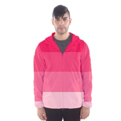 Pink Scarlet Gradient Stripes Pattern Hooded Wind Breaker (men) by yoursparklingshop
