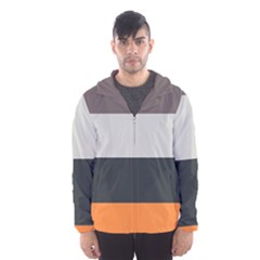 Orange Sand Charcoal Stripes Pattern Striped Elegant Hooded Wind Breaker (men) by yoursparklingshop